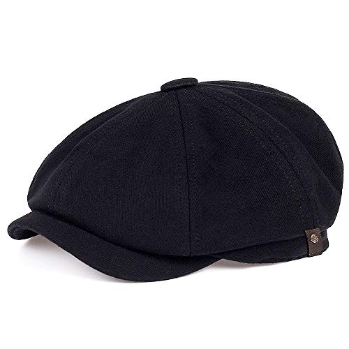 Book Cover VORON Newsboy hat Men Adjustable Newsboy Cap Cotton Autumn and Winter Driving hat Men's hat Black