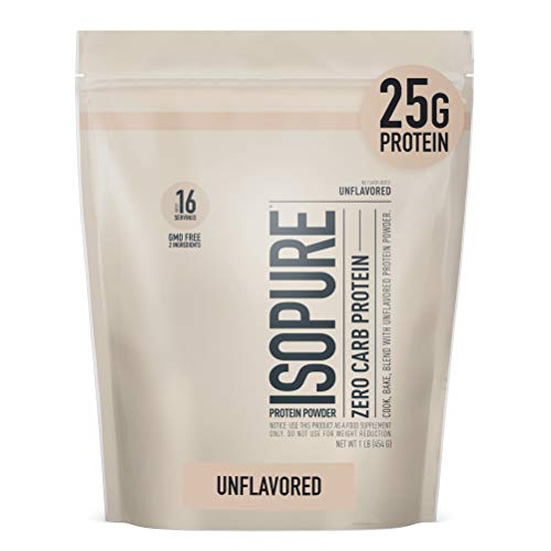 Book Cover Isopure Zero Carb Protein Powder, 100% Whey Protein Isolate, Unflavored, Pack of 30 Count
