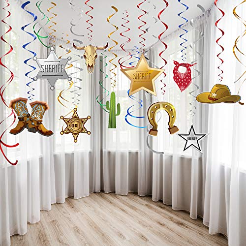 Book Cover Blulu Western Party Decorations Pack Hanging Swirls Foil Swirls Party Ceiling Decorations Western Cowboy Theme Party Barnyard Theme Birthday Baby Shower Decor Event Supplies 30Ct