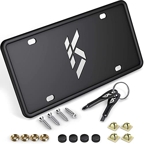 KarSentials Silicone License Plate Frame - Rattle-Proof - Weather-Proof - Rust-Proof - Black