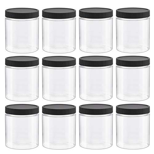 Book Cover 12 PCS 8 Oz Clear Empty Slime Storage Containers, Slime Jars with Lids and Labels - BPA Free