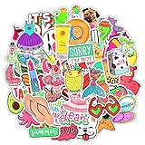 50Pcs Cute Vinyl Stickers Pack Waterproof for Laptop,Lovely Sticker Decals for Teen Girls,Computer,Skateboard, Luggage (Pink)