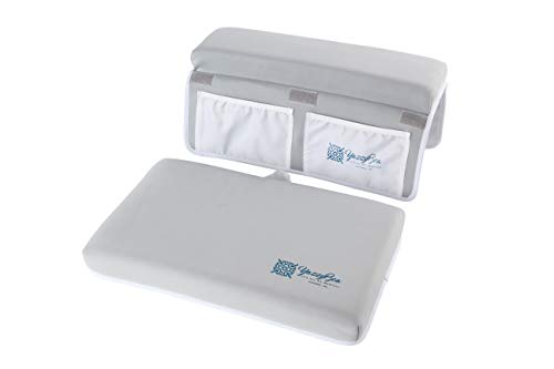 YazzyBoa Bath Kneeler and Elbow Rest Set - Extra Thick Padded Mat Knee and Elbow Saver - Bath Kneeling Pad Includes Mesh Pockets for Toys and Baby Accessories