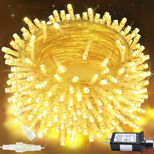 SANJICHA String Lights Indoor/Outdoor, Upgraded Super Bright Christmas Lights with 8 Modes, 66FT 200 LED Waterproof Decorative Lights for Christmas Tree Garden Patio Bedroom (Warm White)