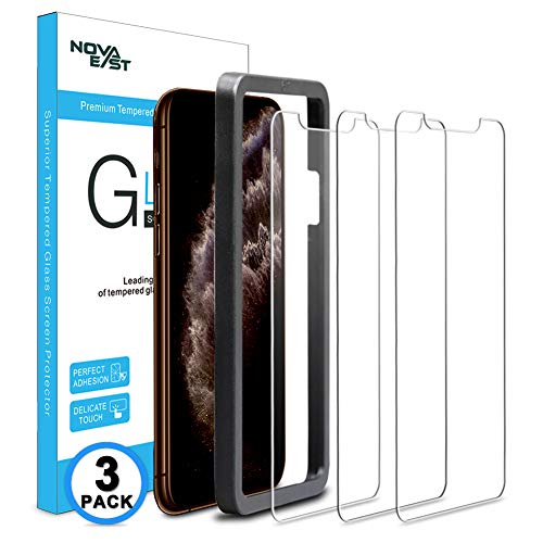 Book Cover Novaeast Tempered Glass for iPhone 11 Pro Max Screen Protector 6.5 Inch 2019 with Easy Install Frame, 3-Pack