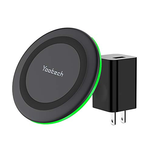 Book Cover Yootech Wireless Charger, Qi-Certified 10W Max Wireless Charging Pad with QC3.0 AC Adapter, Compatible with iPhone 12/12 Mini/12 Pro Max/SE 2020/11 Pro Max,Samsung Galaxy S20/Note 10,AirPods Pro