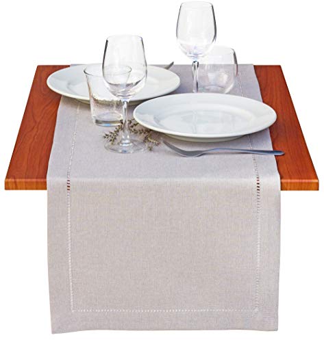 Natural Light Grey Table Runner Also Used as Dresser Scarf or Coffee Table Runner - Elegant Dining Table Runners 72 inch for Fiesta, Dinner Parties, Events, Wedding, Decor for Thanksgiving, Halloween