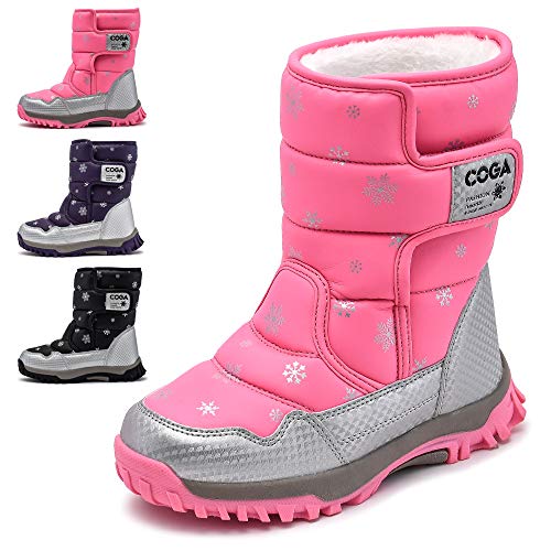Book Cover GRN Girls Boys Snow Boots Kids Winter Warm Waterproof Outdoor Slip Resistant Cold Weather Fur Lined Shoes (Toddler/Little Kid/Big Kid)