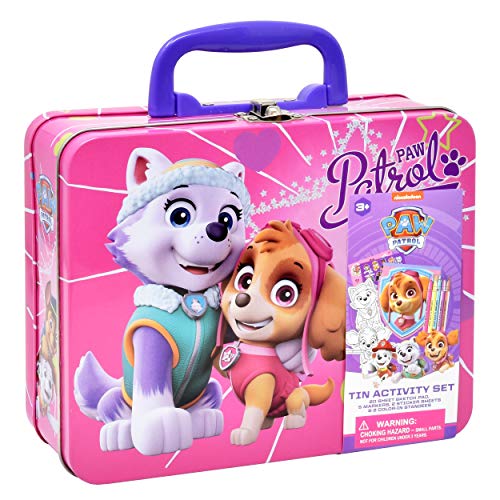 Book Cover PAW Patrol Coloring and Activity Tin Box, Includes Markers, Stickers, Mess Free Crafts Color Kit in Tin Box, for Toddlers, Boys and Kids