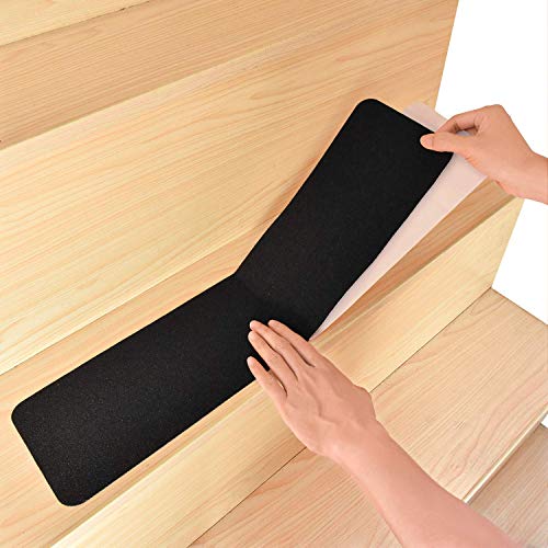 TreadSafe (15-Pack) Anti Slip Grip Traction Tape | 30" x 6" | Pre-Cut Anti-Slip Grip Tape | Black Anti-Slip Indoor Outdoor Strips | Easy Install