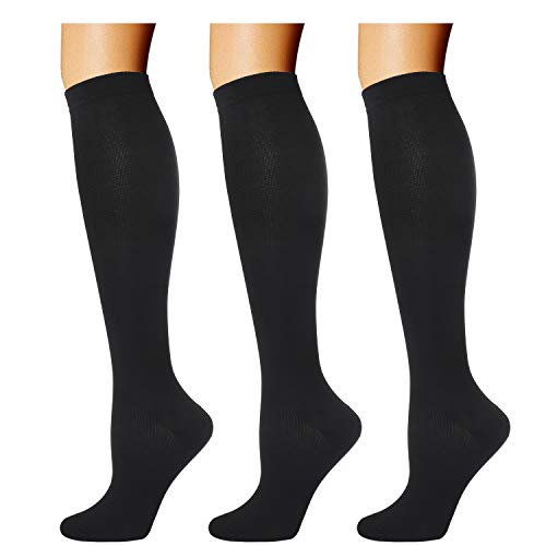 3 Pairs Compression Socks for Women & Men 20-30 mmHg Best for Athletic Running