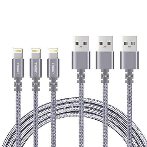TIMMY iPhone Charger 3PACK 6Feet Nylon Braided Long USB Fast Charging Cable High Speed Connector Data Sync Transfer Cord Compatible with iPhone Xs Max/X/8/7/Plus/6S/6/SE/5S iPad