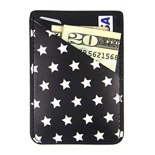 CalorMixs Stretchy Credit Card Holder for Back of Phone, Cell Phone Pocket Stick On Wallet Card of Phone-Self Adhesive Sticker on Phone Android Smartphones (Fit 4.7" Phone Above) (Star)