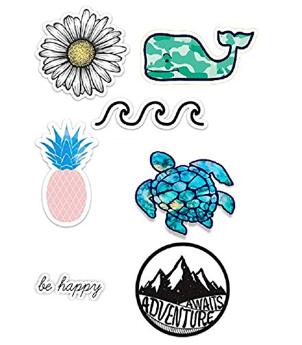 [ 7 Pack ] Cute Ocean/Beach Vinyl Laptop and Water Bottle Decal Sticker [ 7 Pack ]