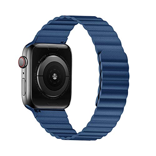 VeryBet Unique Designed Leather Band Compatible for Apple Watch Series 5 44mm 42mm 40mm 38mm, Adjustable Loop Strap with Strong Magnetic Closure for iWatch Series 4-3-2-1