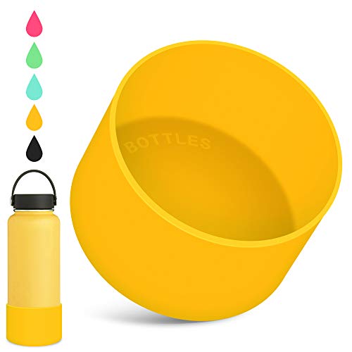Book Cover Protective Silicone Boot Sleeve for Hydro Flask 12oz-40oz Water Bottles Accessories Anti-Slip Bottom Sleeve Cover BPA Free Pet Feeding Bowl for Puppy Cat (Yellow, Fits 12oz to 24 oz Bottles)