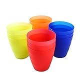 NWK Kids' Reusable Party Cups - 8 oz Kids Drinking Cups 12 Pack Fine Easy to Clean Grind Party Cup in 4 Assorted Color