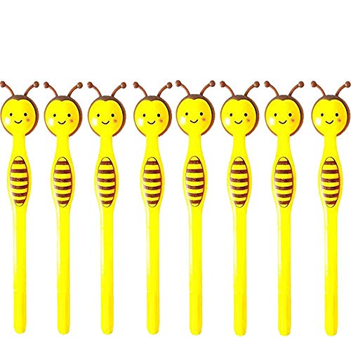 LUFOX 8Pcs Cute Bees Gel Pens Gift for Child, Women, Coworkers, Hostess and Girlfriend, Great Party Supplies and School Supplies, Black Ink(0.5mm)