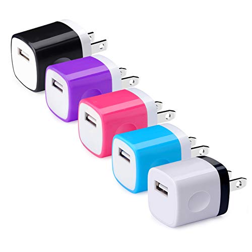 Wall Charger Brick, HOOTEK 5Pack 1A/5V Single Port USB Wall Charger Plug Power Adapter Fast Charging Box Block Cube for iPhone 13 12 11 XS Max X 8 Plus, Samsung Galaxy S22 S21 S20 S10e Note20 Ultra 5G