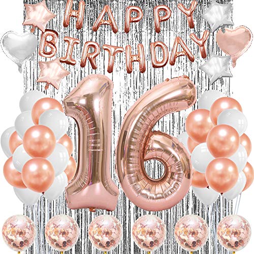 Rose Gold Sweet 16 Party Supplies-Sweet 16 Balloons 16th Birthday Gifts for Girls