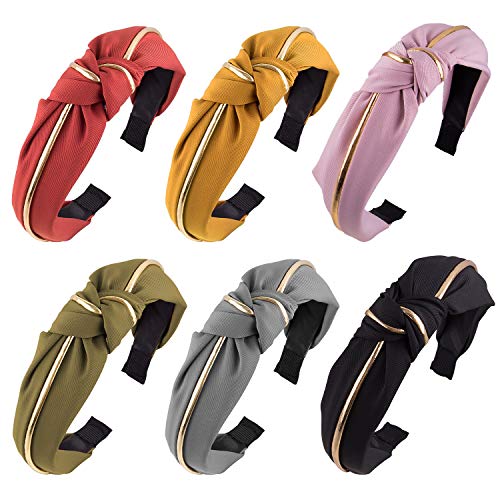 Duufin 6 Pcs Wide Headbands Knotted Headbands Twisted Knot Head Band Top Knot Hairband Corss Knot Headband for Women and Girls