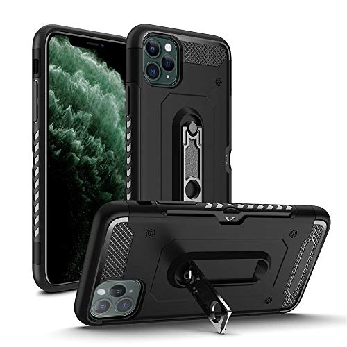 Cubevit iPhone 11 Pro Max Case, Slim Fit Phone Case with Kickstand and Card Holder, [Lifetime Replacement] Rugged Shockproof Anti-Drop Anti-Scratch Protective Dual-Layer Case Cover 6.5" - 2019(Black)