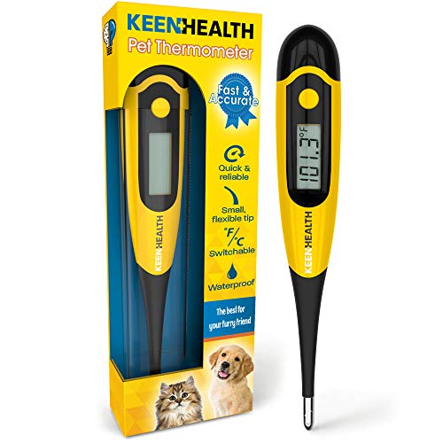 Digital Pet Thermometer for Rectal Use - Dogs, Cats, and Other Small Pets - Dog Thermometer - Fast and Accurate - Waterproof for Hygienic Cleaning - Cat Thermometer - Keenhealth Pet Thermometer