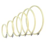 Super Show 6 Pieces Bamboo Embroidery Hoops Round Wooden Circle Cross Stitch Hoop Rings for Craft Sewing