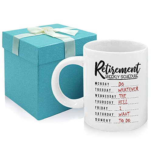 Tom Boy Retirement Gifts for Women Men Coworker Retirement Weekly Schedule Coffee Mug 11oz Retired Gift Idea Present