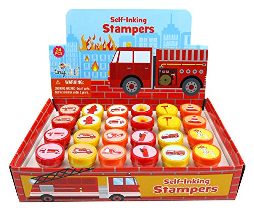 Book Cover TINYMILLS 24 Pcs Firetrucks Stampers for Kids