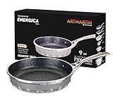ARTMARTIN by Amercook. 9in Frying Pan with induction bottom. Greblon Non-Stick Ceramic Coated Die-Cast Aluminum