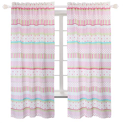 Book Cover Cozy Line Home Fashions Pink Greta Pastel Polka Dot Window Curtain Panel Set of 2, 84