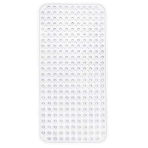 Book Cover EHZNZIE Bathtub Shower Mat (35x15.5 Inch) Non-Slip and Phthalate Latex Free,Bath tub Mat with Suction Cups,Machine Washable XL Size Bathroom Mats (Clear)