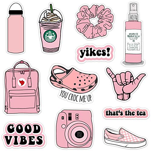12-35Pack Vinyl Vsco Stickers for Hydro Flask Aesthetic Waterproof VSCO Girl Essential Stuff for Water Bottles Laptop Stickers for Women