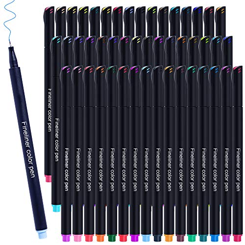 Book Cover Fineliner Pens Colored Fine Tip Markers, 48 Colors Journal Planer Pens for Sketch, Writing, Coloring Book, Taking Note, Calendar - Art & Bullet Journal Supplies