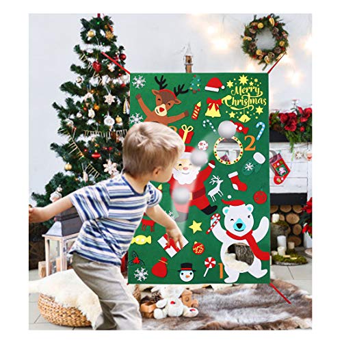 Max Fun DIY Christmas Bean Bag Toss Games with 3 Snowballs for Kids Xmas Party Favor (Christmas Toss Game)