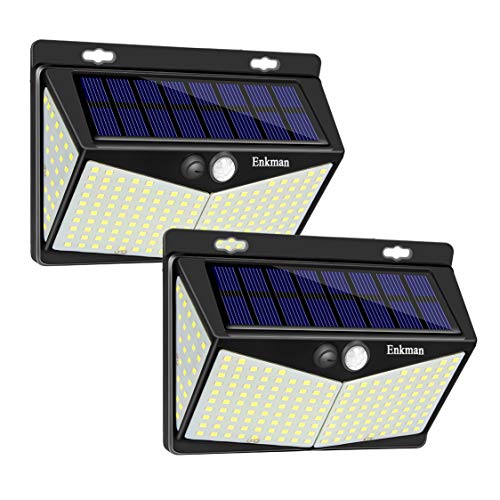 Enkman Solar Lights Outdoor 208 LED,Wireless Motion Sensor Lights with 270Â° Wide Angle IP65 Waterproof for Deck Fence Post Door Wall Yard and Garage, Yard, Garage, Deck, Pathway, Porch (2PACK-208LED)