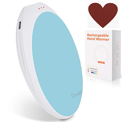 OCOOPA Rechargeable Hand Warmer, Electric Hand Warmers, 5200mAh Battery Powered, 3 Adjustable Heat Levels, Great, Heat Therapy, Outdoor Sports, Winter Camping for Women, Men, Blue