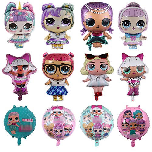 Book Cover LOL Party's Balloons, 12 Pack Girls Birthday Doll Balloons Decorations For Children's Party Supplies