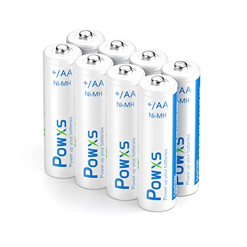 POWXS Rechargeable AA Batteries, 2000mAh Stardard Double AA Size Perfect for Remotes Toys & Electronic, Pack of 8
