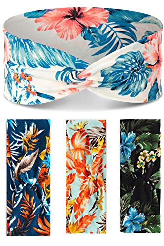N+Z Boho Headbands for Women - (4 Pack – Reversible) | Cute Head Bands Women Hair Wraps. Womens Twist Headband Set Perfect for the Beach, Yoga, Work or Going Out