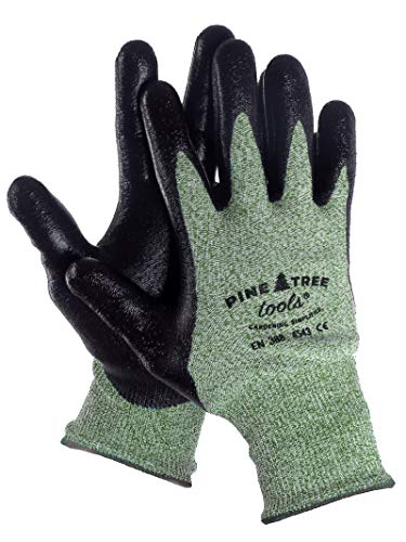 Book Cover Pine Tree Tools Ultra Strong A5 CUT RESISTANT Double Rubber Coated Grip Men & Women' Safety Work Gloves for gardening, Wood Carving, mechanic shops, kitchen prep, oyster shucking & hunting