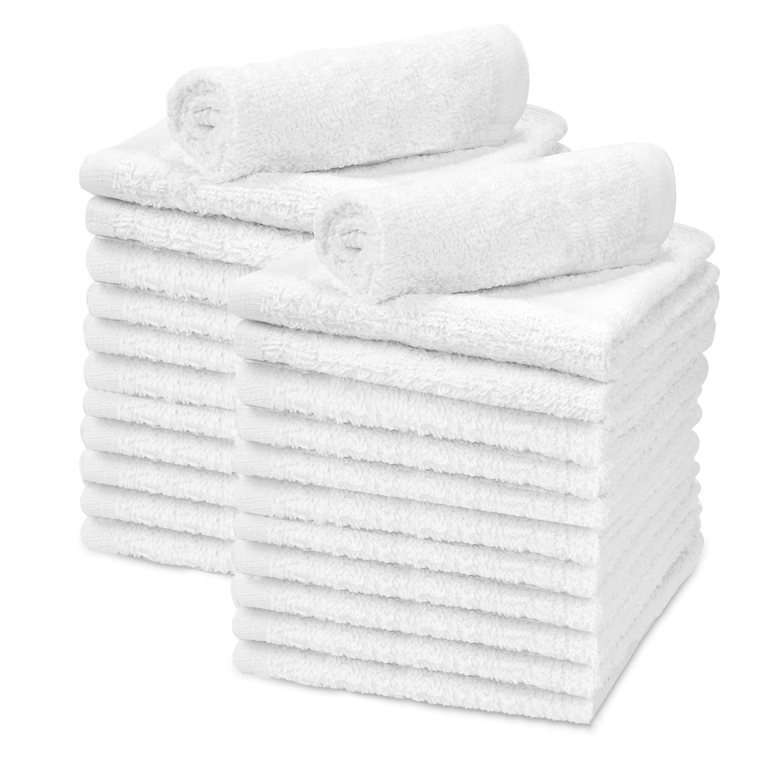 Book Cover TALVANIA White Cotton Washcloths - Pack of 24 - Super Absorbent Bathroom Face Towels - 12