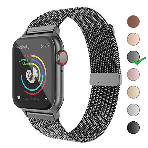Cocos Compatible with Apple Watch Band 38mm 40mm 42mm 44mm,Stainless Steel Mesh Loop for iWatch Bands Women Men Series 5 4 3 2 1