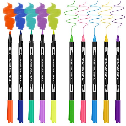 Book Cover 24 Colors Dual Tip Brush Pen Art Markers, 30% More Ink Fine Tip & Calligraphy Brush Pens for Journaling, Sketching, Hand Lettering, Coloring Books, Art Suppliers