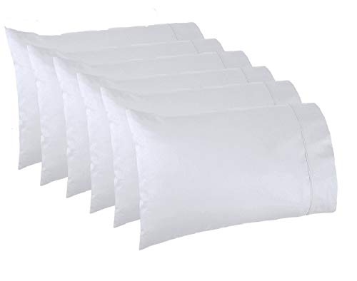Lasimonne White Pillowcases,Pack of 6, Standard Size, 200 Thread Count Percale, CVC Pillow Cover