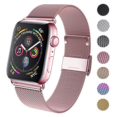 GBPOOT Compatible for Apple Watch Band 38mm 40mm 42mm 44mm, Wristband Loop Replacement Band for Iwatch Series 4,Series 3,Series 2,Series 1,Rosegold,42mm/44mm