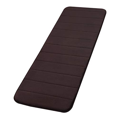 AOACreations Memory Foam Bath Rug, Narrow Long Runner 47" x 16" Bathroom Mat, Soft, Plush, Absorbent, Low Pile, Non-Slip (47" x 16" (40cm x 120cm) Runner, Dark Brown)