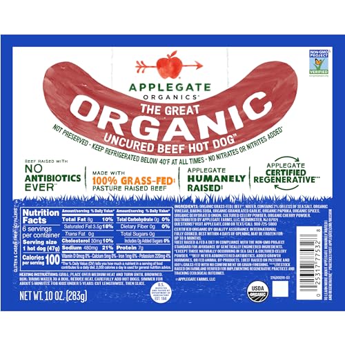 Applegate, The Great Organic Uncured Beef Hot Dog