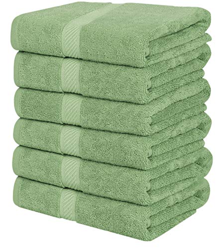 Book Cover Utopia Towels Medium Cotton Towels, Sage Green, 24 x 48 Inches Towels for Pool, Spa, and Gym Lightweight and Highly Absorbent Quick Drying Towels, (Pack of 6)